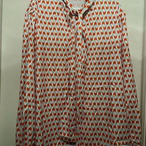 SHEIN Burnt Orange and Pale Turquoise Patterned Blouse